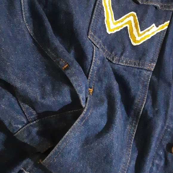Vintage wrangler Blue Denim Jacket custom painted Y2K thick street wear XXL/TTG - Picture 6 of 8